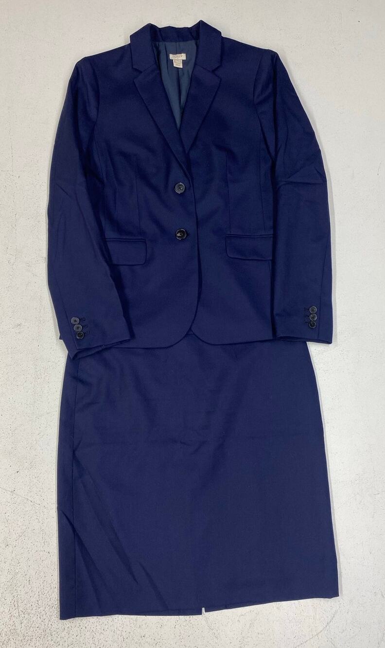 Women J. Crew Lightweight Wool 2-piece 2-button blazer skirt suit set, 10